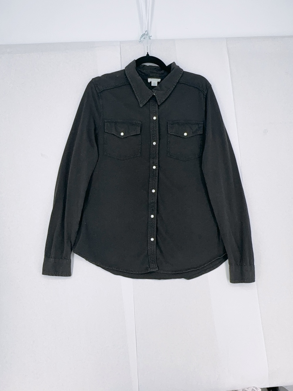 Sundance Washed Black Tencel Western Snap Button Shirt XL 100%cotton